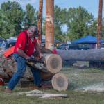 Sequim Gazette photo by Emily Matthiessen/ Andy Hodder of Buckley was a contestant at Saturdays Logging Show in Sequim.