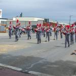 Sequim Gazette photo by Emily Matthiessen/ Hoquiam High Marching Band wends its way down Wash. St. during the Grand Parade in Sequim last Saturday.