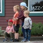 Sequim Gazette photo by Emily Matthiessen/ Theo Walgren, Henry Walgren, Aria Grubb, Noah Grubb and Danny Grubb receive candy during the Irrigation Festival Parade.