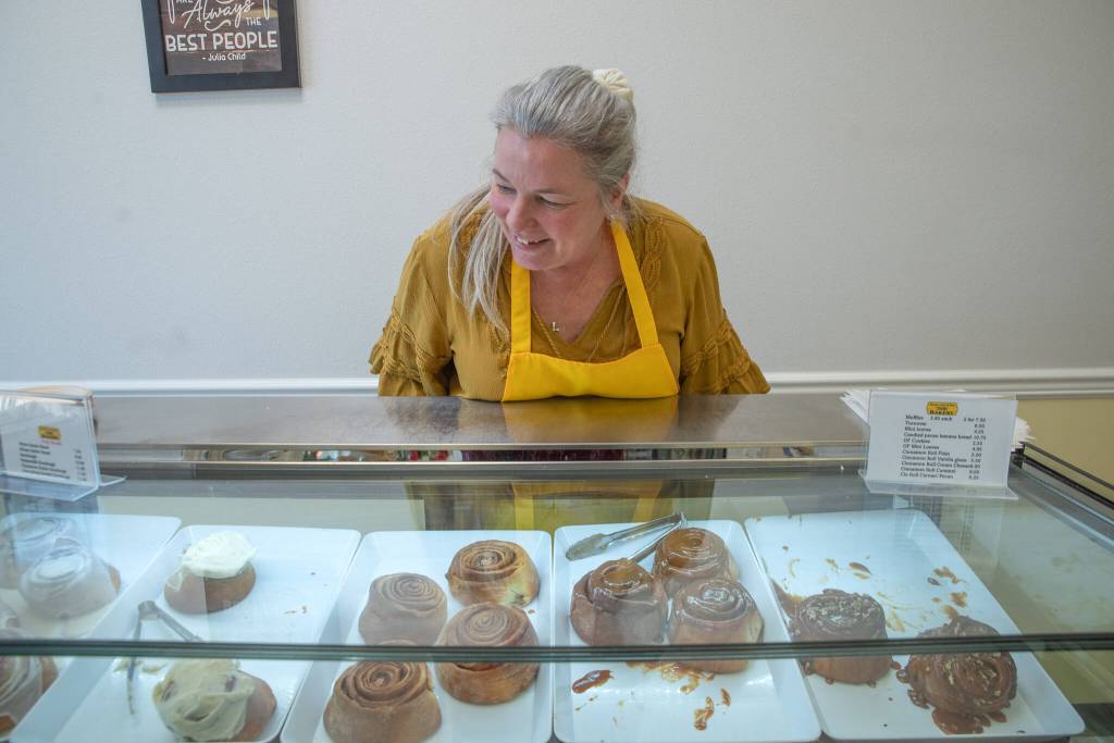 Sequim Gazette photo by Emily Matthiessen/ Laura Shaw saysthat shes always been fond of her cinnamon rolls. At Donuts, Cakes and More Bakery there are ones with nuts and nut-free.