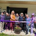 Photo courtesy of Sequim chamber
Members of the Sequim-Dungeness Valley Chamber of Commerce team recently helped Marigold Studios owner Val Stewart mark one year at 160 Harrison Road in Sequim. Marigold Studios is a wellness studio for mindful movement, offering classes in yoga, Pilates and BARRE Fusion, with personal training also available.
