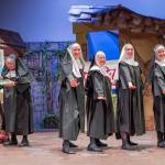 At Sequims Olympic Theatre Arts, performers rehearse their roles as nuns staging a variety show to raise funds to bury four of their sisters in Nunsense, a musical comedy directed by Morgan Bartholick and choreographed by Jennifer Saul that runs from May 22-June 15. From left, Cathy Dodd as Sister Mary Regina, Sunshine Peterson as Sister Mary Amnesia, Joodie Klinke as Sister Mary Hubert, Nicole Mischke as Sister Mary Lee and Natalie Wilson as Sister Robert Anne.