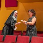 Photo by Emily Matthiessen/ At a recent rehearsal, Sunshine Peterson as Sister Mary Amnesia approaches choreographer Jennifer Saul with a question during an audience participation segment of Nunsense, Olympic Theatre Art Centers upcoming musical comedy directed by Morgan Bartholick.
