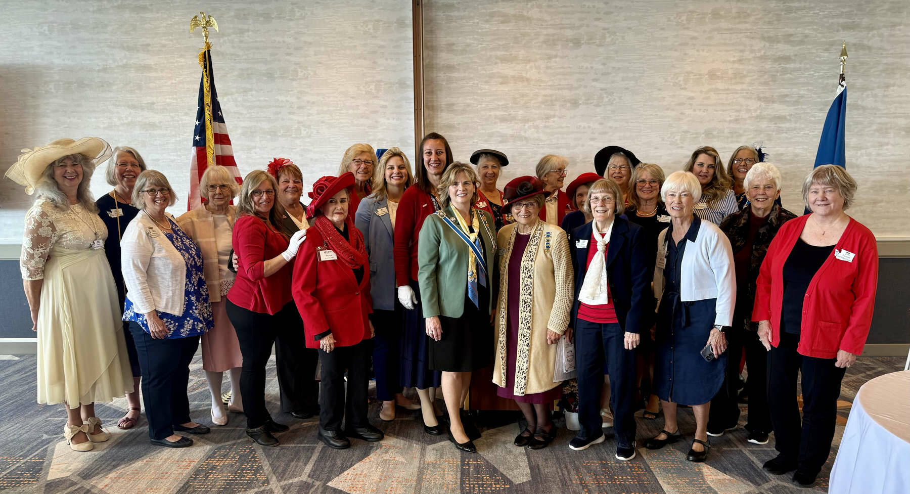 Photo courtesy of Michael Trebert Chapter DAR
Members of the Michael Trebert Chapter Daughters of the American Revolution (DAR) of Clallam County didnt want their business luncheon on Tuesday, May 20, to conclude without a group photo taken with guest of honor and featured speaker State Regent Jacqueline Riddell (front row, center). Riddells attendance at the event, held at the Red Lion Hotel in Port Angeles, was the chapters first visit by a state regent in seven years.