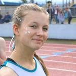 Photo by Kaylee Lawson/ Arwen Osborne is all smiles at the May 20 league meet in Sequim.