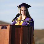 Sequim Gazette photo by Matthew Nash/ Valedictorian Jovi Weller said graduates should focus on being happy as their main priority. Be mindful of what you really want and how to get there, she said. If youre on your deathbed, what would your priorities be? Dont wait until youre dying to discover what really matters.