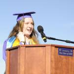 Sequim Gazette photos by Matthew Nash
Keira Morey was one of six valedictorians to speak at graduation. She encouraged fellow graduates to be kind, inspired and daring.