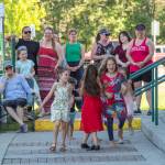 Sequim Gazette photo by Emily Matthiessen/
At the James Center for the Performing Arts band shell in Carrie Blake Community Park on Sunday afternoon, the Sequim City Band combined forces with dancers from Sequim Ballroom Dance, guest musicians, singer Sarah Shea, Olympic Theatre Arts David Herbelin and an enthusiastic audience of people and dogs who braved the heat to enjoy an outdoor concert.