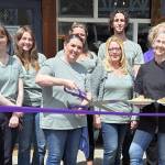 Photo courtesy Sequim-Dungeness Valley Chamber of Commerce/
Ambassadors with the Sequim-Dungeness Valley Chamber of Commerce join Riverhouse Bakery & Bistro for a ribbon cutting on Friday, June 20, to celebrate their new dinner service offered from 4-8 p.m. on Friday and Saturday. Owner Denise Ferguson, surrounded by her staff, holds plates containing the bistros new Salmon Wellington and an open-face steak sandwich. Guests were invited to sample menu items, including steak gorgonzola alfredo.