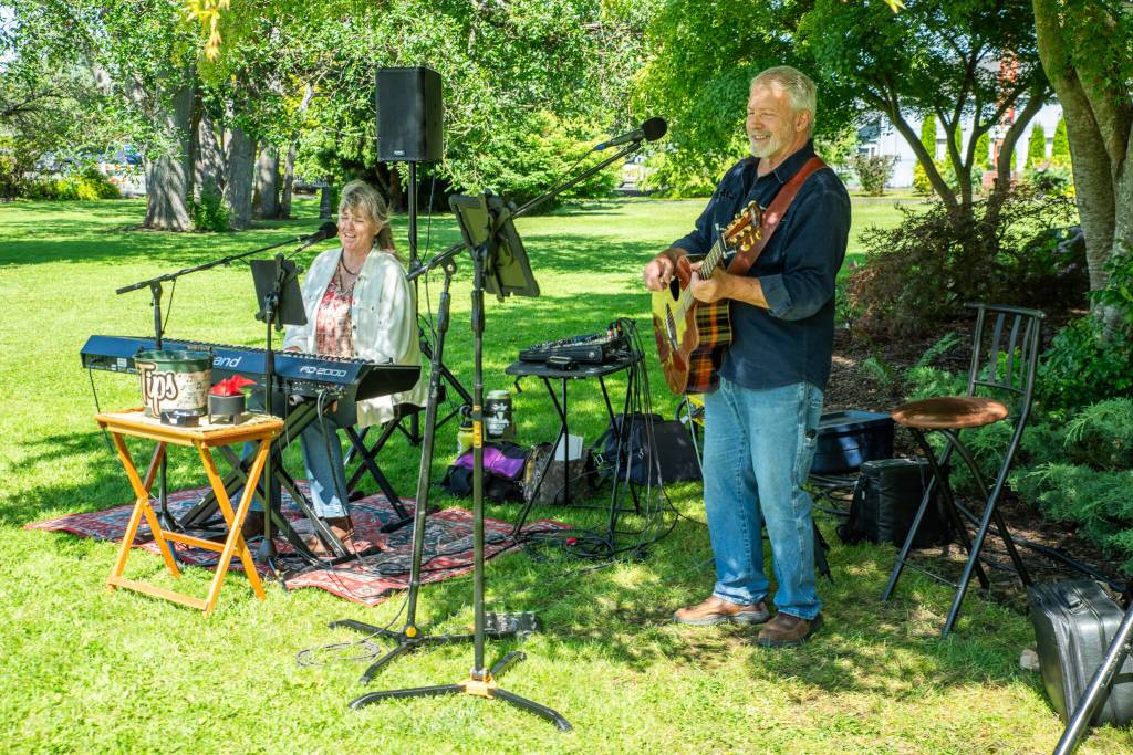 Sequim Gazette photo by Emily Matthiessen/ Dawn and Steve perform at the Sequim Valley Lions Club annual Crab Feed fundraiser.
