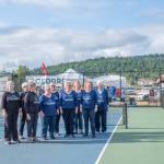 Sequim Gazette photo by Emily Matthiessen/ The Grand Olympics Chorus sang the national anthem at the beginning of Fridays round of competitions in the Sequim Fling.