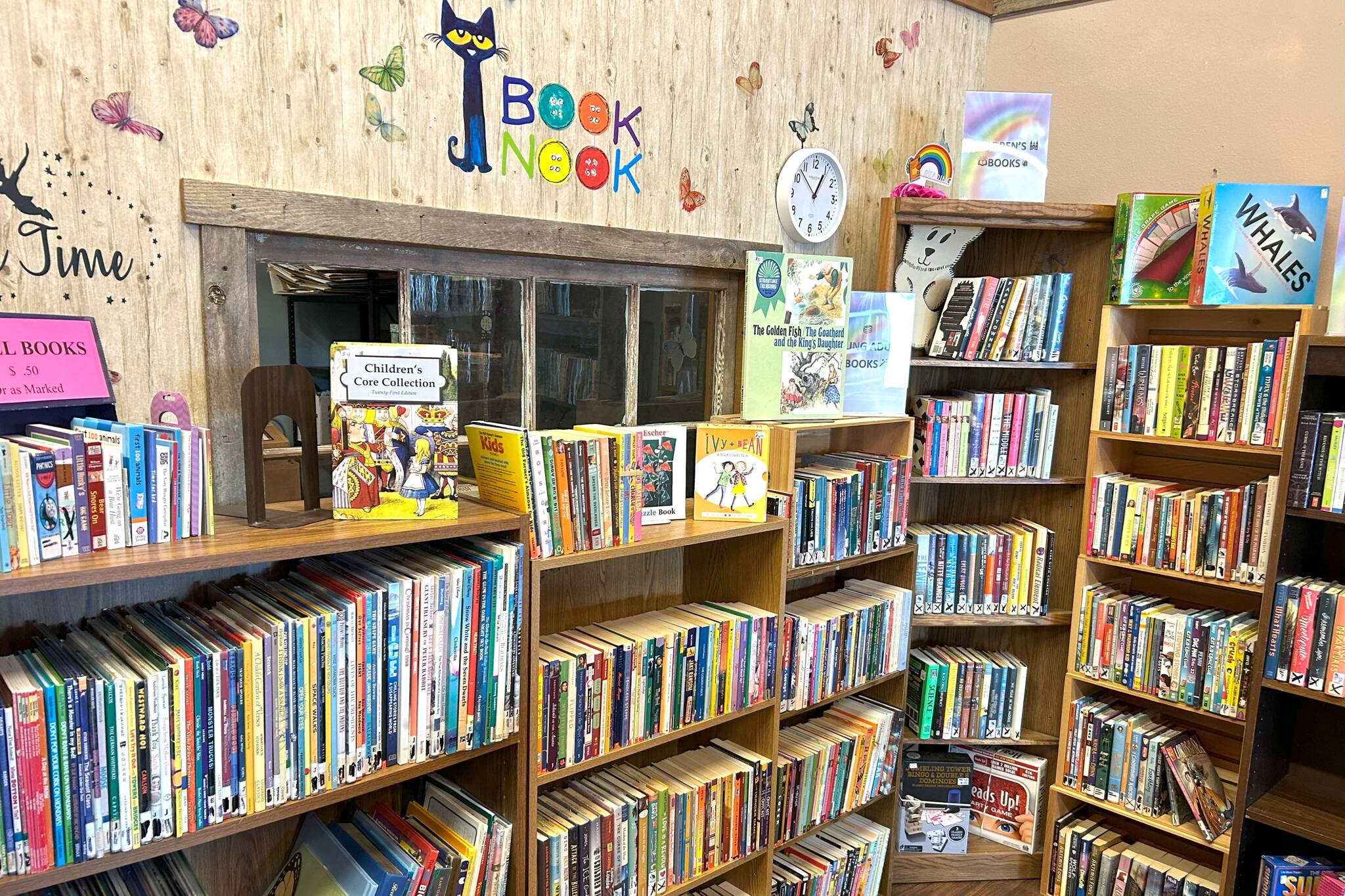 Sequim Gazette photo by Matthew Nash/ Childrens books remain a popular draw at the Friends of Sequim Library sale on the second Saturday of each month at Rock Plaza. Organizers said they plan to increase opportunities to purchase materials this year.