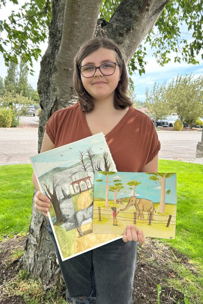 Sequim Gazette photo by Matthew Nash
Sequims Kaylie Steed said shes always loved art and it really connected with her around age 12 in school. Shes planning to become an artist of some kind and hopes to find a career path while studying at Peninsula College.