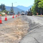 Sequim Gazette photo by Matthew Nash 
Road repairs on Priest Road started July 9 and will tentatively go through late September.