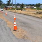 Sequim Gazette photo by Matthew Nash 
Road repairs on Priest Road started July 9 and will tentatively go through late September.