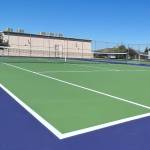 Sequim Gazette photo by Matthew Nash
The south tennis courts at Sequim High School were resurfaced in July thanks to an anonymous donation.