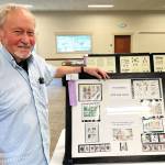 Photo by Judy Newblom/ Bruce Halstead stands with his 2024 exhibit Its Raining Cats And Dogs at the Strait Stamp Show. This year features several new and returning displays, collections, and vendors.