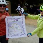Sequim Gazette photos by Jacques Star
Chuck and Parilee Brenchley from Stanwood show off their 2025 Tour de Lavender map. The couple said they were impressed by both the ride and the hospitality shown by volunteers.