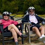 Carol and Frank Horiwitz relax with some cider after a long ride during Saturdays Tour de Lavender event.