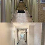 Photo courtesy Wirta Hospitality Worldwide/ Lighting, paint and flooring has been replaced through Holiday Inn Express & Suites as seen in before and after pictures.