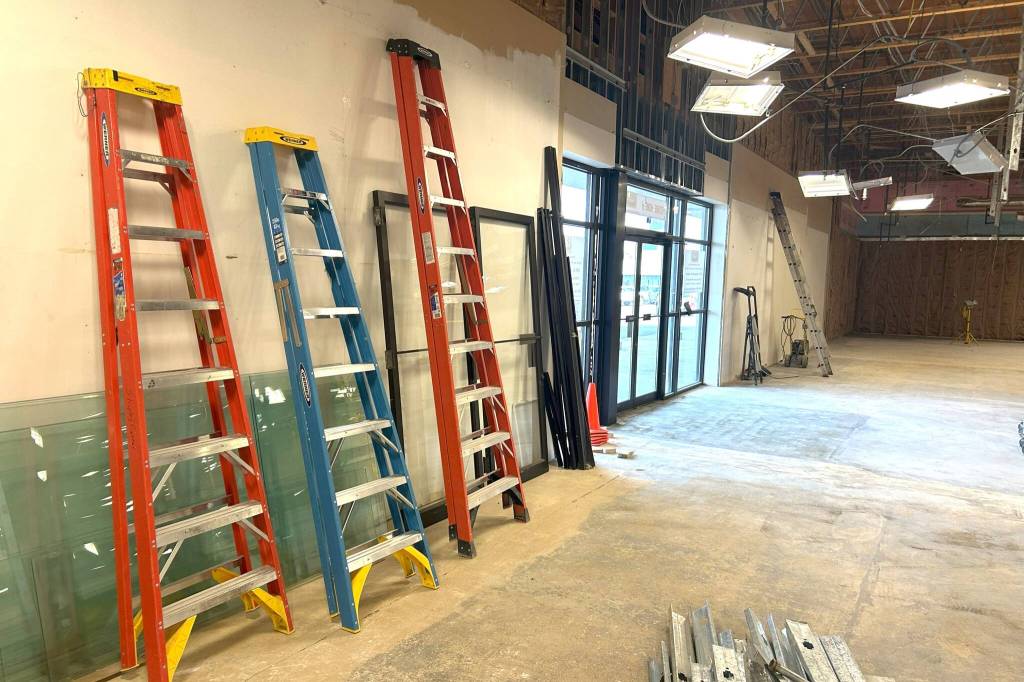 Sequim Gazette photo by Matthew Nash/ The north entrance of Shipley Centers new building will move down slightly and have windows along most of the wall looking out to the parking lot.