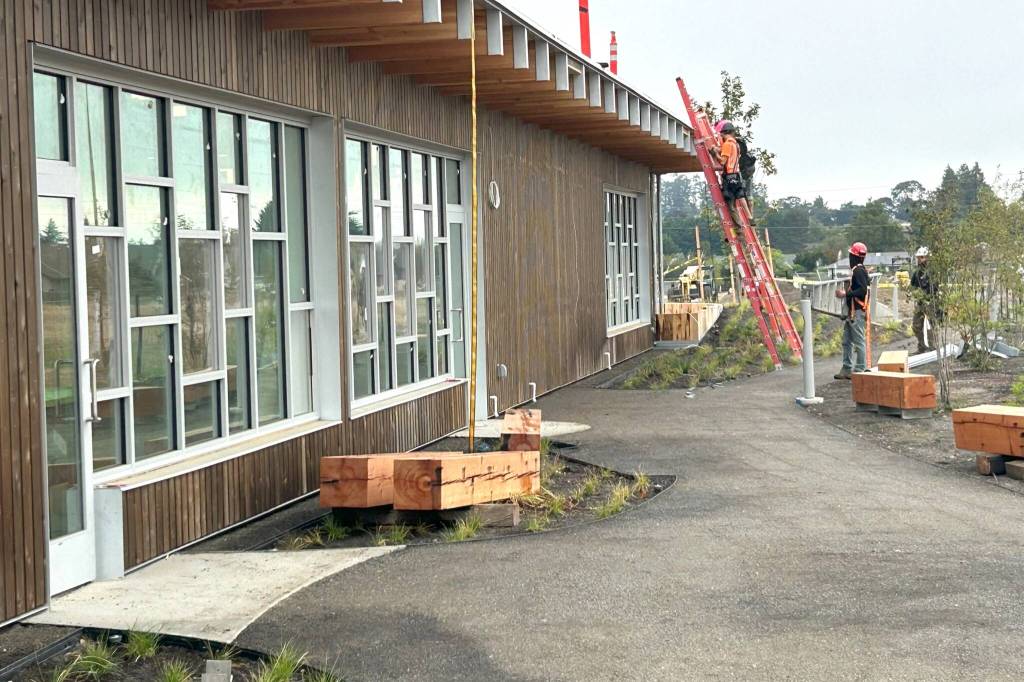 Sequim Gazette photo by Matthew Nash/ The south side of the Sequim Library will feature a pathway to the stage on the east side of the building.