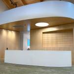 Sequim Gazette photos by Matthew Nash
A customer service desk in the renovated Sequim Library sits next to planned self-checkout stations and a hold area to the left, and computer stations to the right.