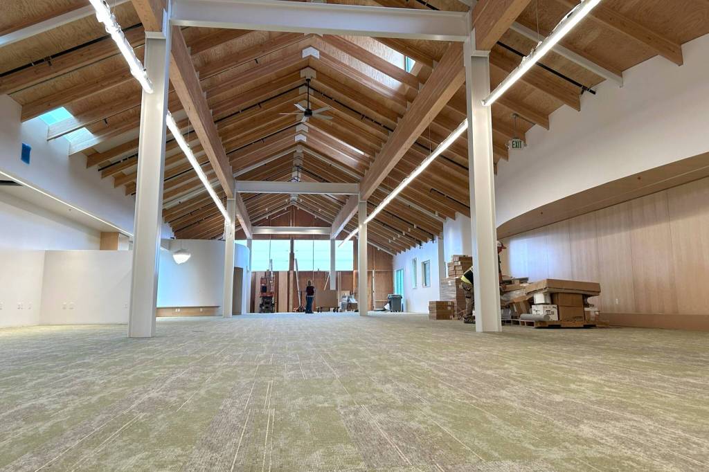 Patrons of the Sequim Library will be able to see through the main collection room once windows are installed on the east end.