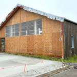 Sequim Gazette photo by Matthew Nash/ Staff with the North Olympic Library System said theyre awaiting delivery of anchors that must go in to the Sequim Librarys east wall.