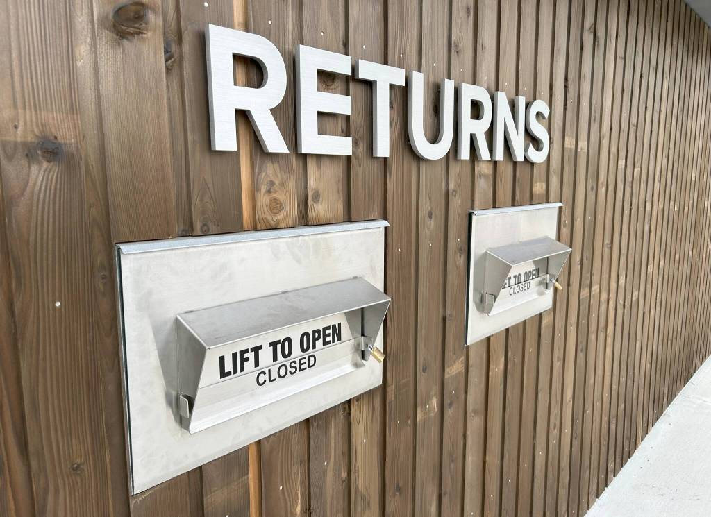 Sequim Gazette photo by Matthew Nash/ Media returns are now connected to the front of the Sequim Library and are about 10 steps from the parking lot.