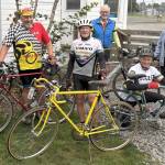 Photo courtesy Spoke Folks Cycling Club
Don Walker of Sequim, center, won the Spoke Folks annual Retro Bike Day event on Sept. 1 riding a 53-year-old Schwinn Pro Sport. Hes pictured with other riders who rode various other brands of vintage bikes.