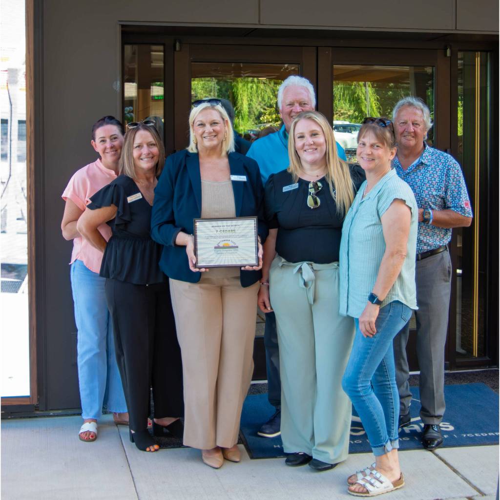 At the August opening reception of the new Prince Pavilion at 7 Cedars Hotel & Casino, Sequim chamber ambassadors presented members of the 7 Cedars team with its Member of the Month Award for September. The honor was bestowed in recognition of the recreation, hospitality and conference spaces that 7 Cedars has added to the local tourism economy.