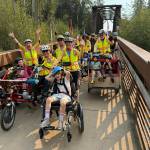 Ten students from Salish Coast Elementary School in Port Townsend were treated by the Sequim Wheelers to a bicycle ride along the Olympic Discovery Trail on Wednesday, Sept. 17. Accompanied by teachers, aides and parents, the group rode west from the Dungeness River Nature Center, sharing laughs along the way. The nonprofit is concluding its 2025 season, with 70 volunteers having provided 109 rides to 404 passengers.