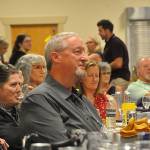 Sequim Gazette photo by Matthew Nash/ Todd Franklin, a 2025 Sequim High School Hall of Fame inductee for his basketball career, listens to his accolades while he is inducted into the Hall of Fame.