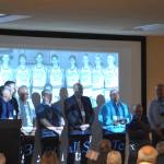 Sequim Gazette photo by Matthew Nash/ Most of the 1988 Sequim High School boys basketball team stands together as theyre inducted into Sequim High Schools Hall of Fame in 2025, its second year. The team finished second in state.