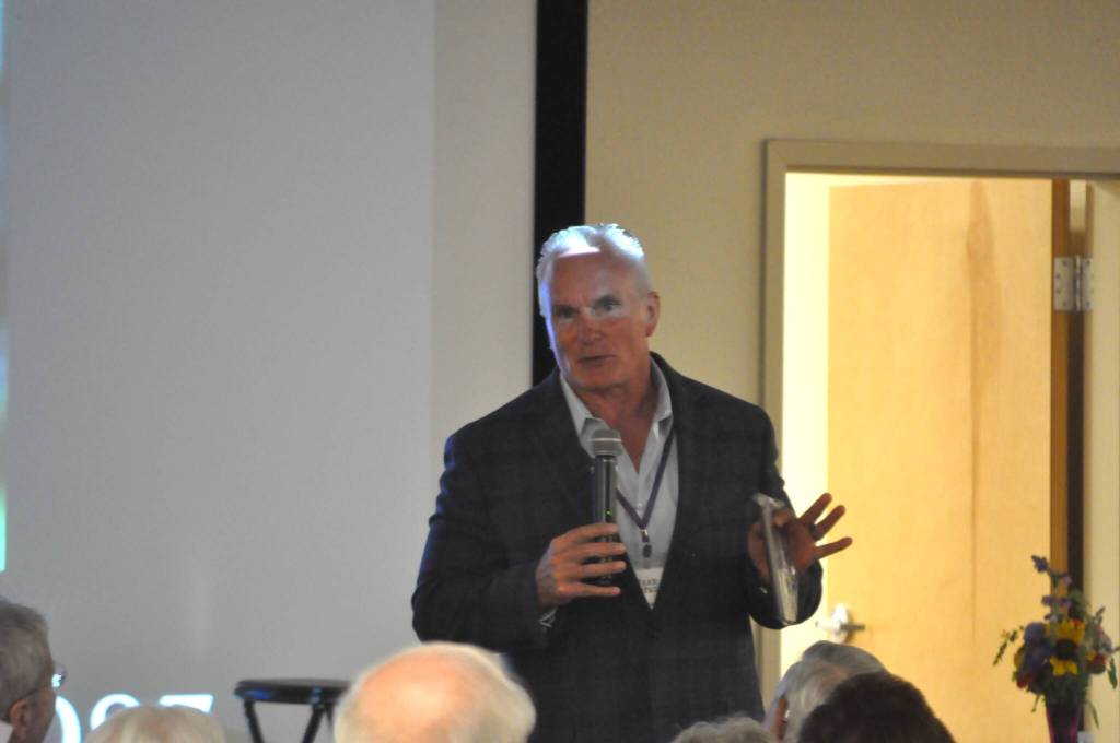 Sequim Gazette photo by Matthew Nash/ Mark Verstegen, a 2025 Sequim High School Hall of Fame inductee, speaks about the importance of growing up in Sequim and how much the community has meant to him and his values. Anyone whos ever dealt with me knows all about Sequim, he said.