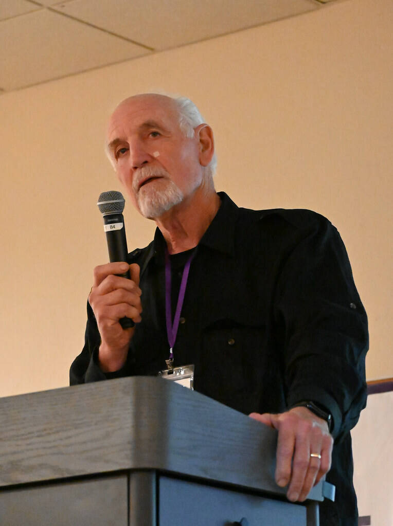 Photo by Michael Dashiell/ Len Beil, a 2025 Sequim High School Hall of Fame inductee, told attendees of the ceremony that he feels gratitude to his classmates, and for being part of the Sequim community.