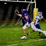 Sequim running back Liam Wiker celebrates after scoring on a 14-yard run against Elma on Friday. Sequim won 49-30. He had two touchdown runs in the win.