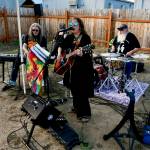 Sequim Gazette photo by Jacques Star/
The band Bread and Gravy performed at the Sequim Food Banks fundraising event. Jess Doenges is on keyboard, left, while Stephanie Doenges sings and plays the guitar.