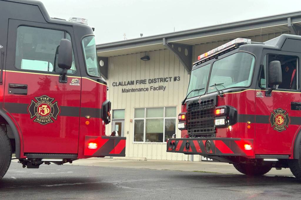 Sequim Gazette photo by Matthew Nash/
Two new fire engines will go into daily use in Sequim and Carlsborg for Clallam County Fire District 3 in early November. A third new fire engine will arrive in early 2026 for Blyns fire station.