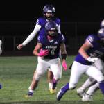 Sequim Gazette photo by Matthew Nash
Liam Wiker rushes against Bremerton at the Homecoming game on Oct. 3. He had two touchdown rushes in the 34-12 loss.