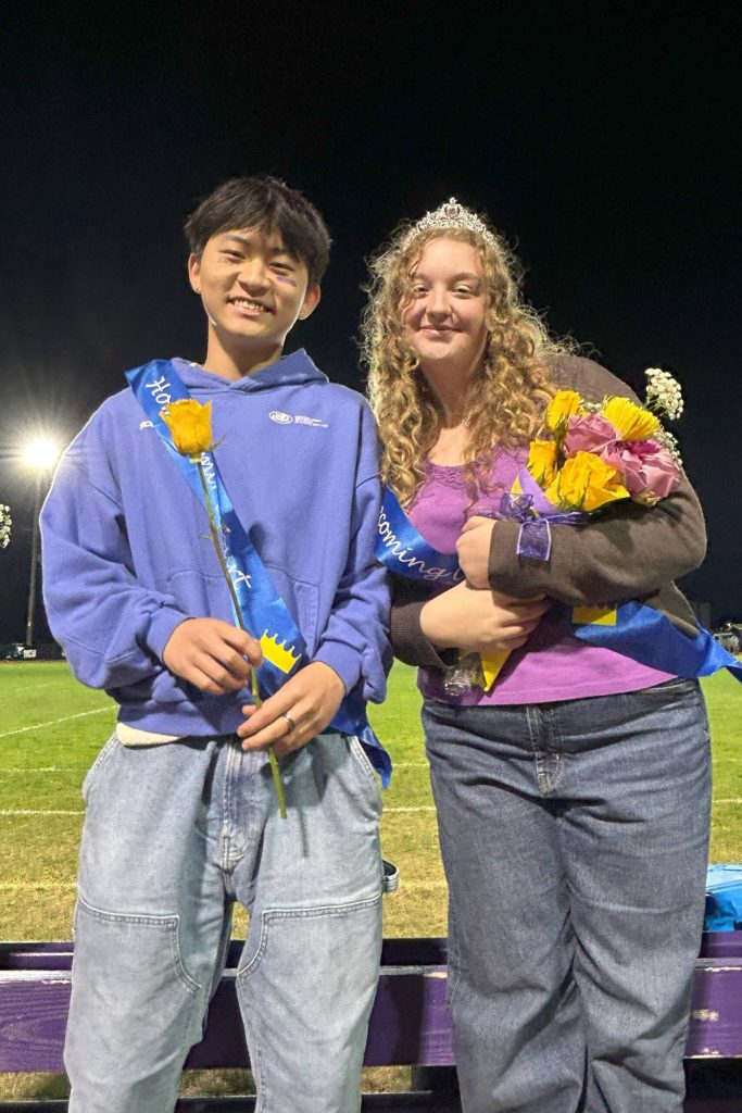 Sequim Gazette photo by Matthew Nash/ Joey Kang and Jessie Bainbridge, Sequim High seniors, were voted prince and princess of Homecoming 2025.
