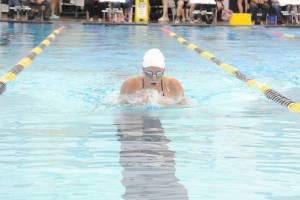 Sequim Gazette photo by Matthew Nash
Sequims Annie Ellefson competes in the 100-yard breast stroke during an Olympic League swim & dive meet against North Kitsap at the Sequim YMCA on Oct. 8. The Wolves host East Jefferson on Oct. 15.