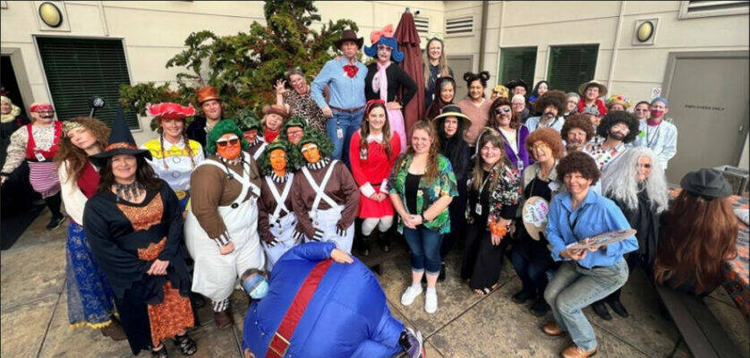 Photo courtesy of Jamestown Health Clinic/
Staff at Jamestown Family Health Clinic gather for a group photo with all the departments that dressed up in themes on Halloween in 2024. Theyre one of many businesses in Sequim that join in the fun each year on Halloween.