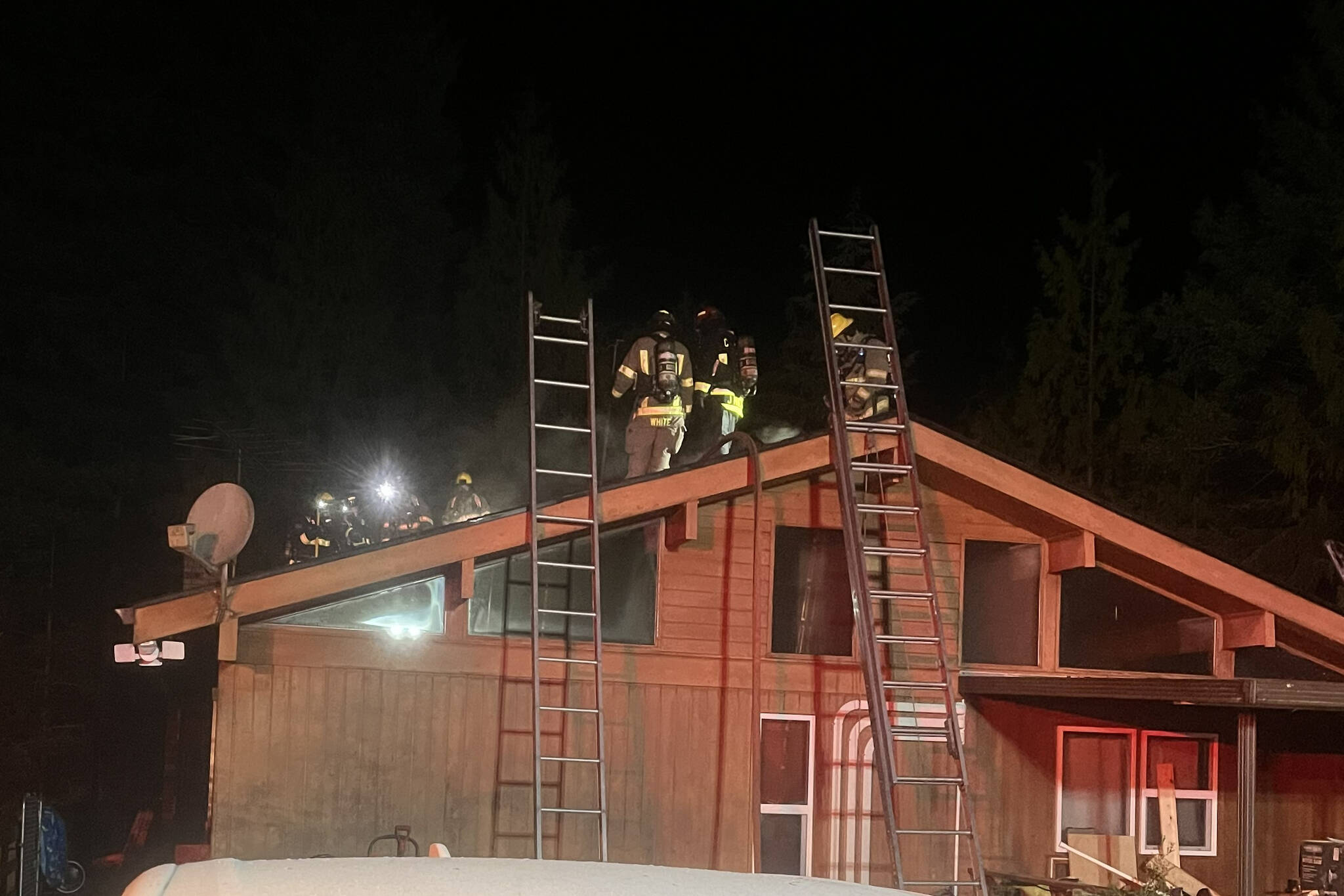 Photo courtesy Clallam County Fire District 3/
Firefighters with Clallam County Fire District 3 report that a family of five was displaced by a fire in the Blyn area early in the morning of Thursday, Oct. 23.
