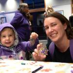 Photo by Monica Berkseth/
Three-year-old Evelyn Ellison and her mom Erin Ellison of Sequim show their artsy webs off at the Dungeness River Nature Centers Not-So-Scary Halloween event on Oct. 24. and they are from Sequim.