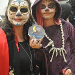 Sequim Gazette photo by Matthew Nash
Evelyn Zdzieblowski, 8, proudly shows the medallion she won for Most Artistic Costume at the Sequim Boys & Girls Clubs Halloween Bash on Saturday, Oct. 25. Evelyn and her mom Maria dressed for Day of the Dead following Evelyns suggestion.