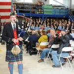 Keith Thorpe/ Olympic Peninsula News Group
Bagpiper Rick McKenzie, shown here performing Amazing Grace during the 2023 regional Veterans Day ceremony in the hanger at U.S. Coast Guard Air Station/Sector Field Office Port Angeles, is scheduled to perform at this years ceremony, which will be held in the auditorium at Port Angeles High School due to the government shutdown.