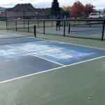 Sequim Gazette photo by Matthew Nash/
Pickleball court No. 1 was closed on Halloween and remained closed through Tuesday, Nov. 4, as City of Sequim crews attempted to remove swastikas and a Nazi slogan.