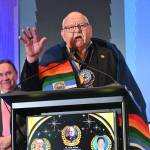 Photo by Mike Dashiell/Jamestown SKlallam Tribe W. Ron Allen, Jamestown SKlallam Tribe chairman and CEO, speaks at the National Native American Hall of Fame induction ceremony in Oklahoma City on Nov. 1.